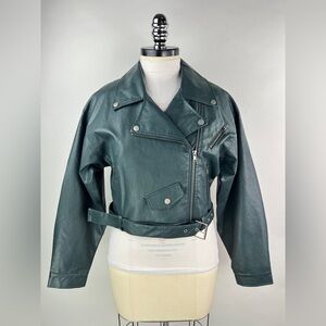 💚 2962. Moto Style Faux Leather Jacket
